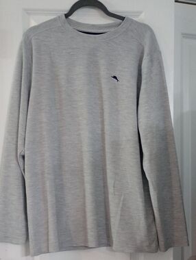 Tommy Bahama Mens Gray Shirt with Navy Trim Size L